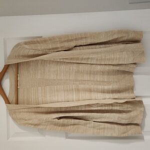 Cream Cardigan Sweater with Ribbed Knit